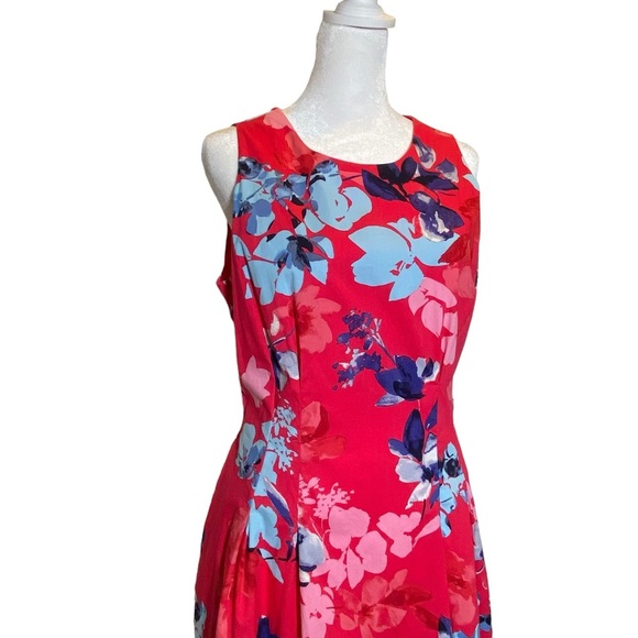 VINCE CAMUTO women's 12 floral pink sleeveless fit & flare party summer dress - Picture 2 of 10